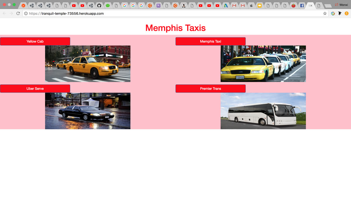 Version B: an image-led landing page with a photo for each taxi company